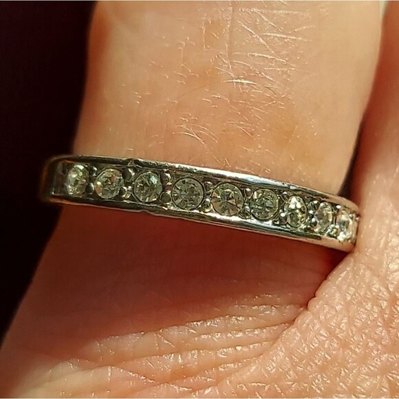 Tiny Silver Tone Cubic Zircona Band size 4.5 - Picture 5 of 11
